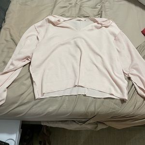 Mi Ami ribbed v neck baby pink shirt size large